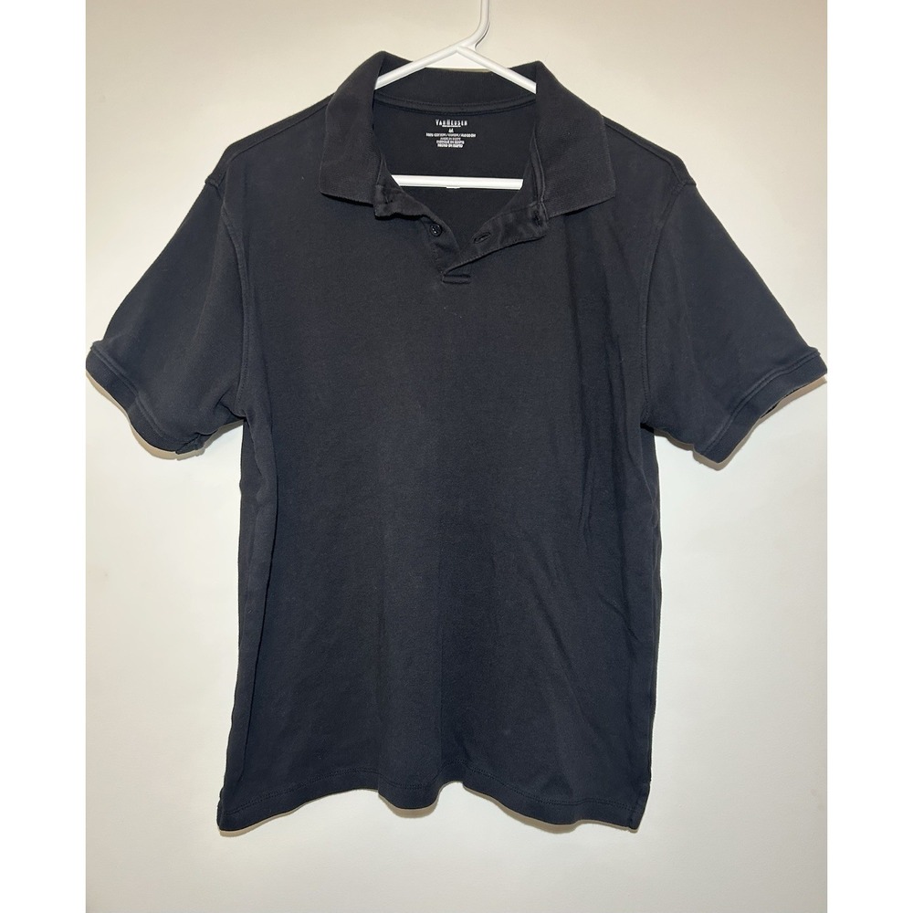 Van Heusen Black Cotton Polo Shirt Short Sleeve Mens M